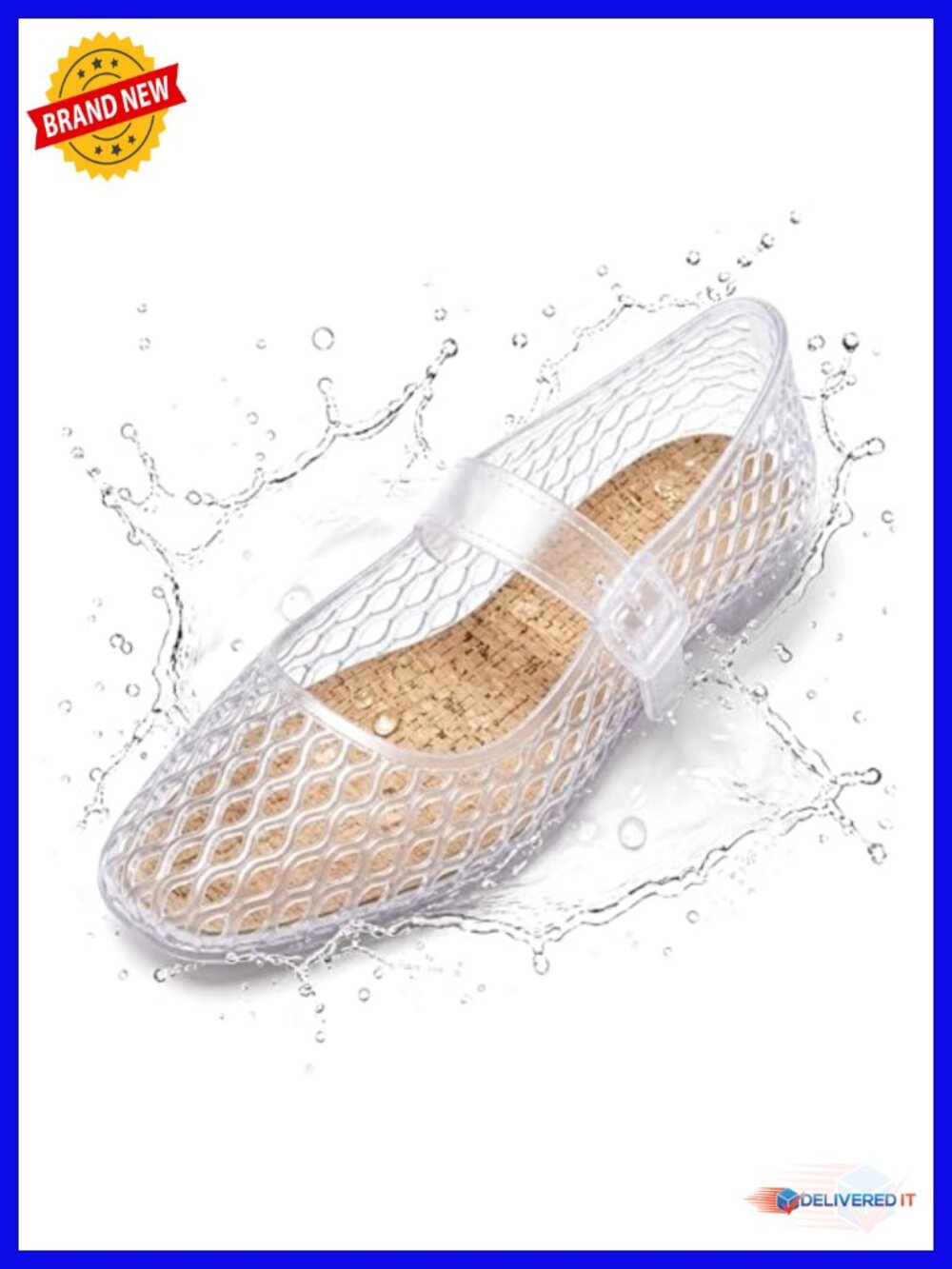 Women's Square Toe Mary Jane Jelly Flats - Water-Friendly Summer Shoes for